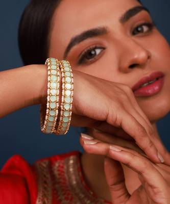 Blue kundan bangles 1