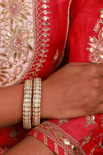 Blue kundan bangles