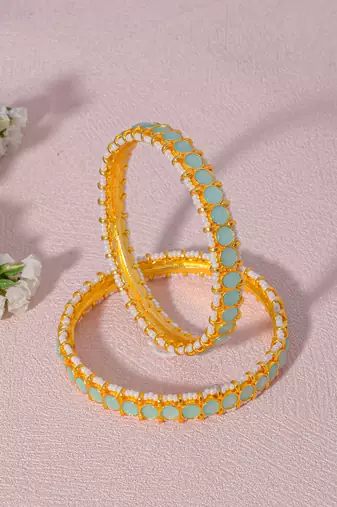 Blue kundan bangles