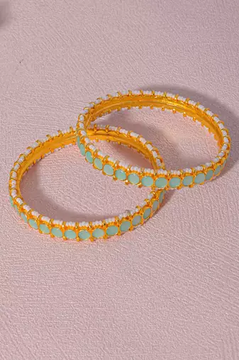 Blue kundan bangles