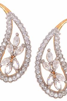 Daily Wear Flower 18K Gold Plated Ruby Red American Diamond Stud Earring for Women