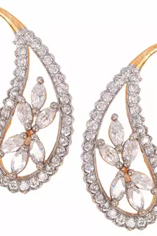 Daily Wear Flower 18K Gold Plated Ruby Red American Diamond Stud Earring for Women