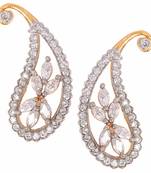 Daily Wear Flower 18K Gold Plated Ruby Red American Diamond Stud Earring for Women