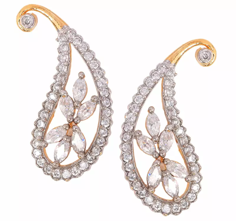 Daily Wear Flower 18K Gold Plated Ruby Red American Diamond Stud Earring for Women