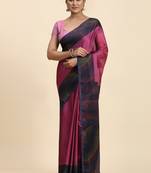 Pink Bobby Print Chiffon Saree With Blouse