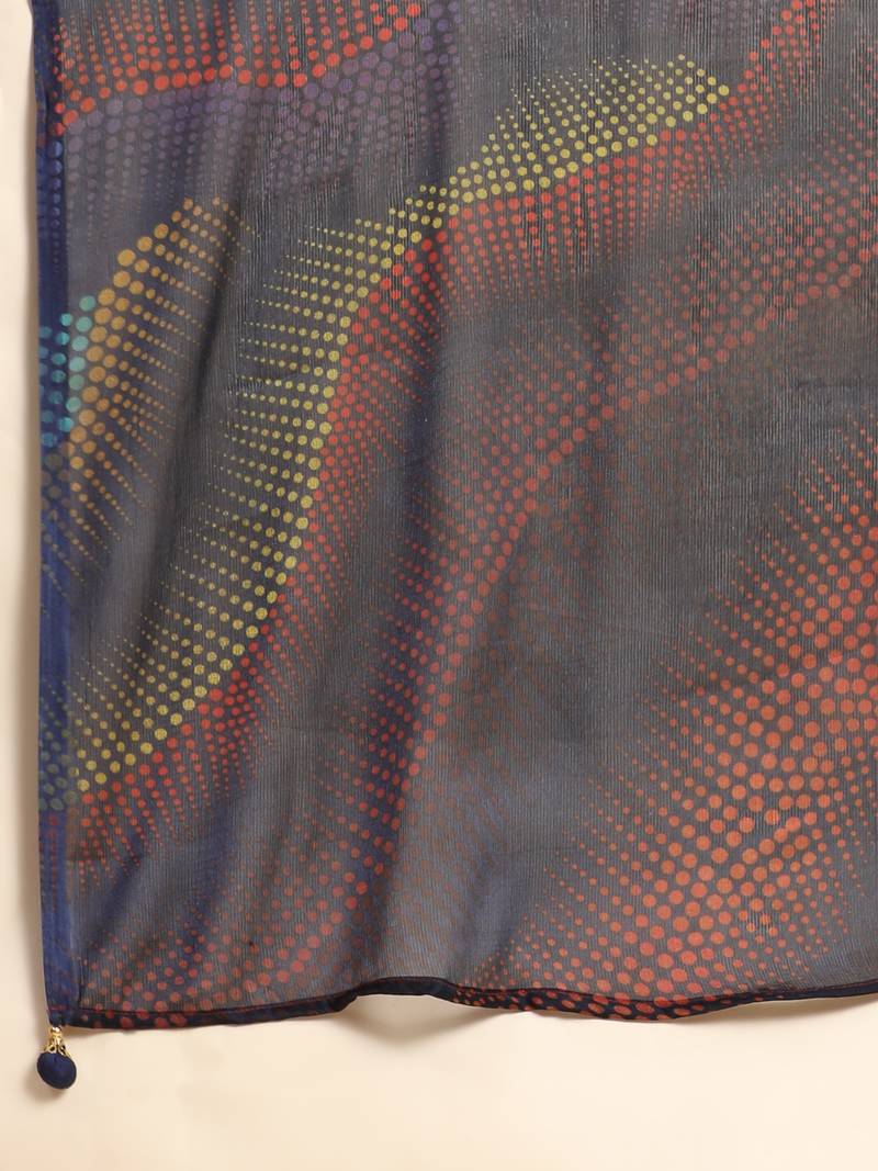 Pink Bobby Print Chiffon Saree With Blouse