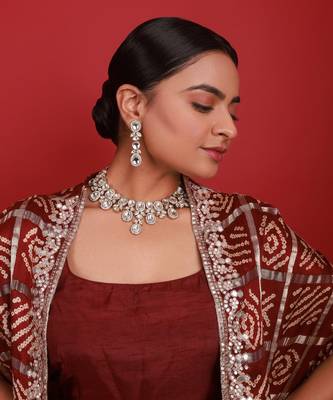 White moissanite necklace set 1
