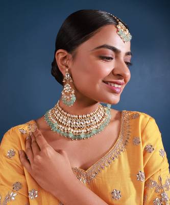White & green kundan necklace set 2