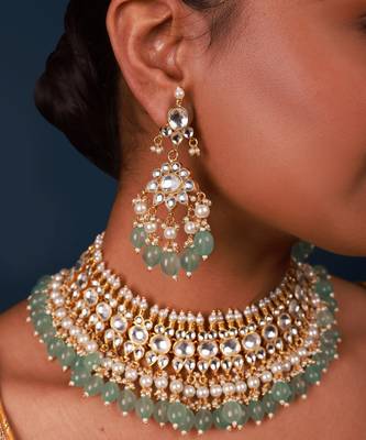 White & green kundan necklace set 3