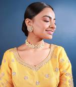 Gold & white kundan choker set