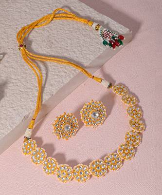 Gold & white kundan choker set 3