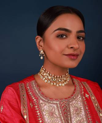 Gold & silver kundan choker set 1