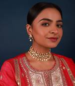 Gold & silver kundan choker set