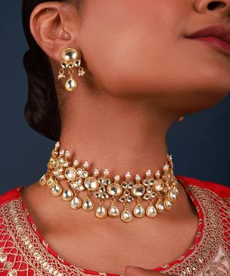 Gold & silver kundan choker set 2