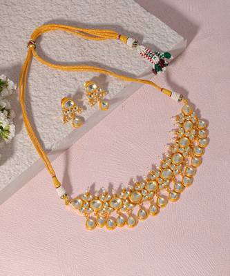 Gold & silver kundan choker set 3