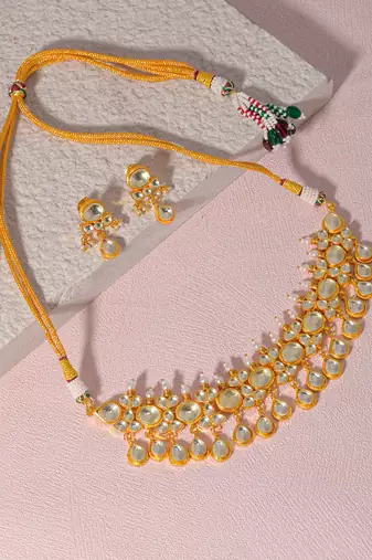Gold & silver kundan choker set