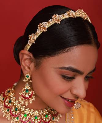 Pink & green kundan necklace set 2
