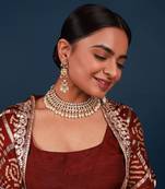 White & gold kundan necklace set