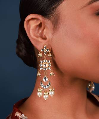 White & gold kundan necklace set 2