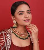 Pink kundan necklace set