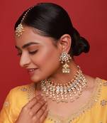 Silver & green kundan necklace set