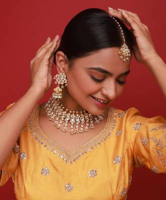 Silver & green kundan necklace set 2