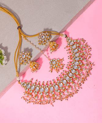 Silver & green kundan necklace set 4
