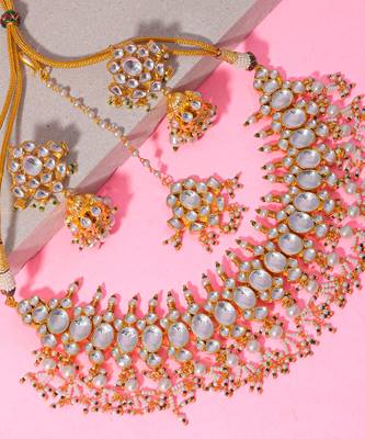 Silver & green kundan necklace set 5