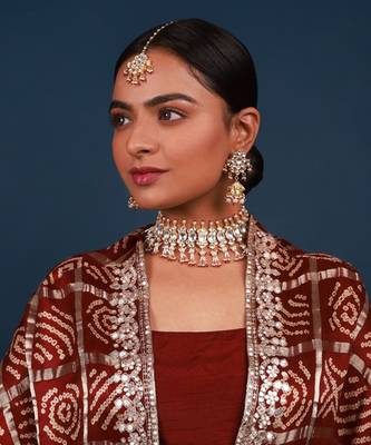 White & red kundan necklace set 1