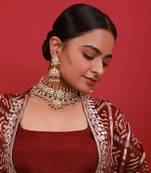White kundan choker set