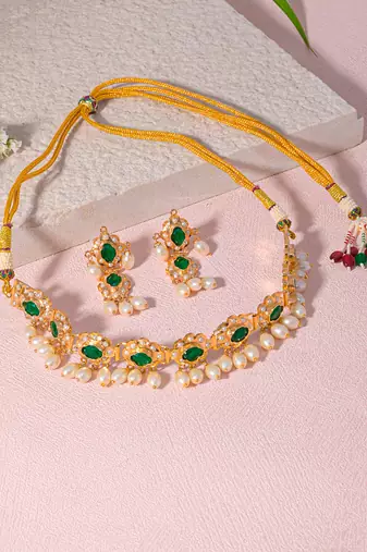 Green amritsari jadau choker set