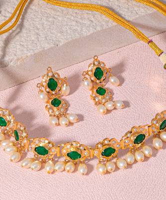 Green amritsari jadau choker set 4