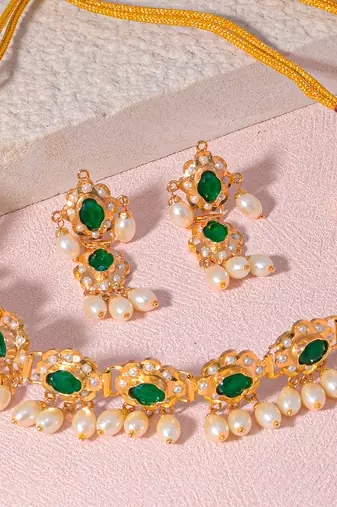 Green amritsari jadau choker set