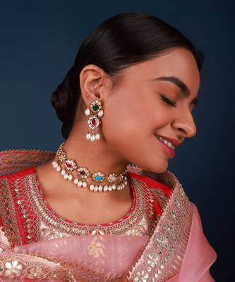 Multicolor amritsari jadau choker set 1