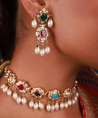Multicolor amritsari jadau choker set 2