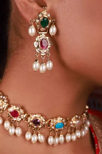 Multicolor amritsari jadau choker set