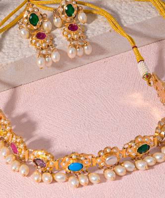 Multicolor amritsari jadau choker set 4