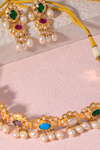 Multicolor amritsari jadau choker set