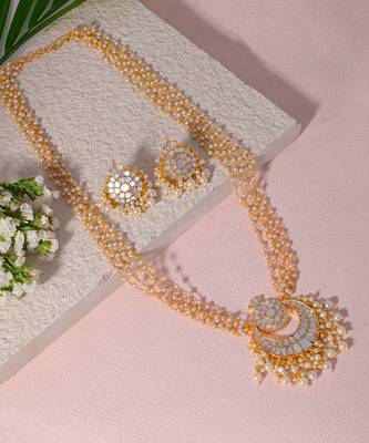 Grey mother of pearl long necklace set 3