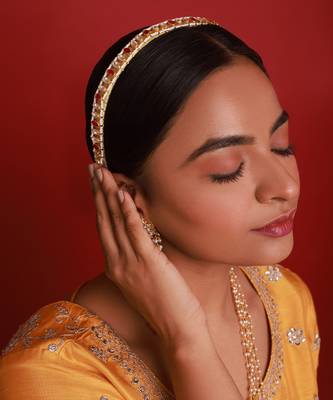 Pink kundan hairband 1