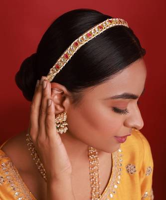 Pink kundan hairband 2