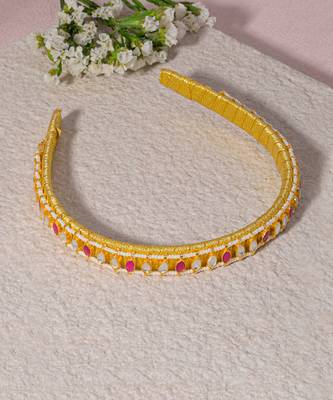 Pink kundan hairband 3