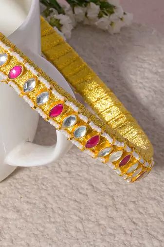 Pink kundan hairband