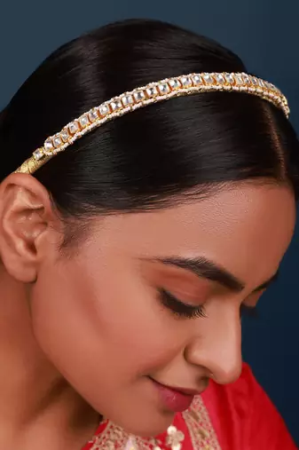 White delicate kundan hairband