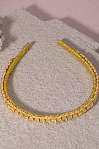 White delicate kundan hairband