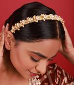 White & gold kundan hairband