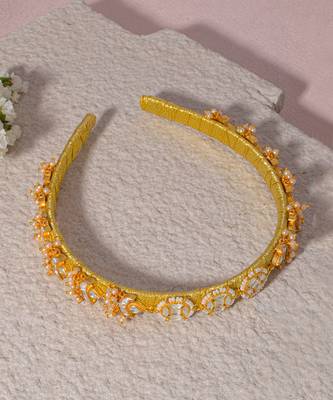 White & gold kundan hairband 2