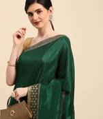 Indian Women Green Vichitra Silk Fancy Border