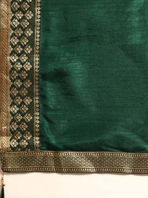 Indian Women Green Vichitra Silk Fancy Border 4