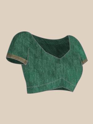Indian Women Green Vichitra Silk Fancy Border 6
